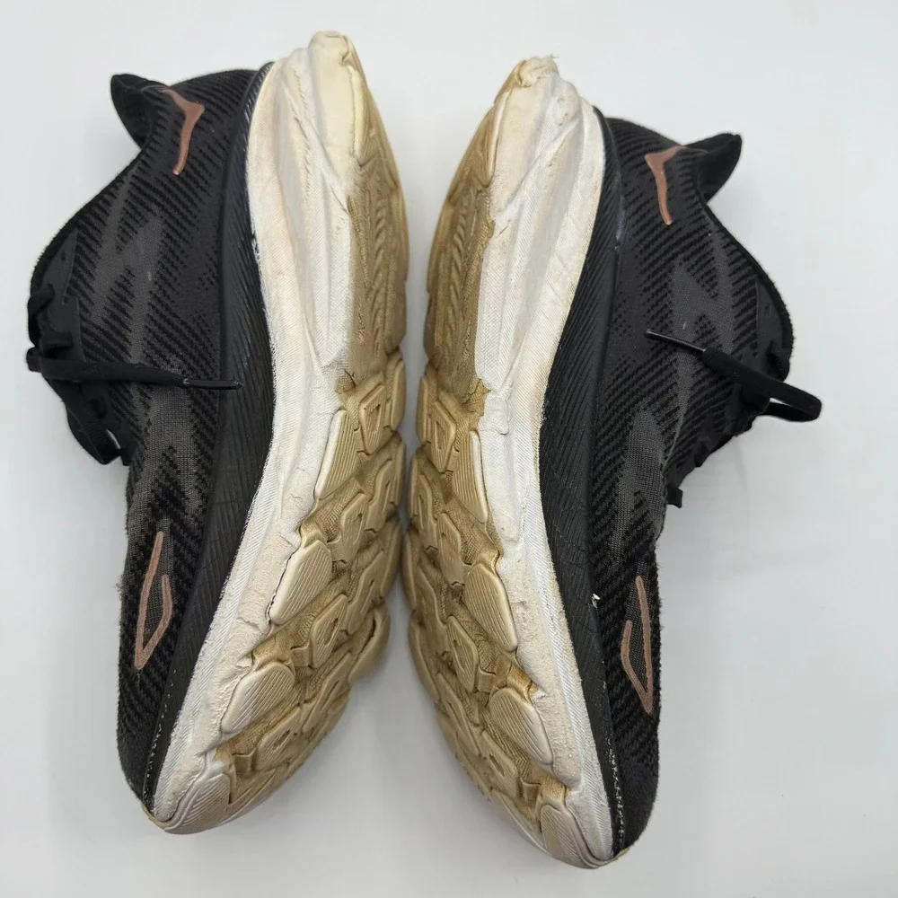 Hoka Clifton 9 Women's Running‎ Shoes Black Rose Gold Athletic Sneakers Size 8.5